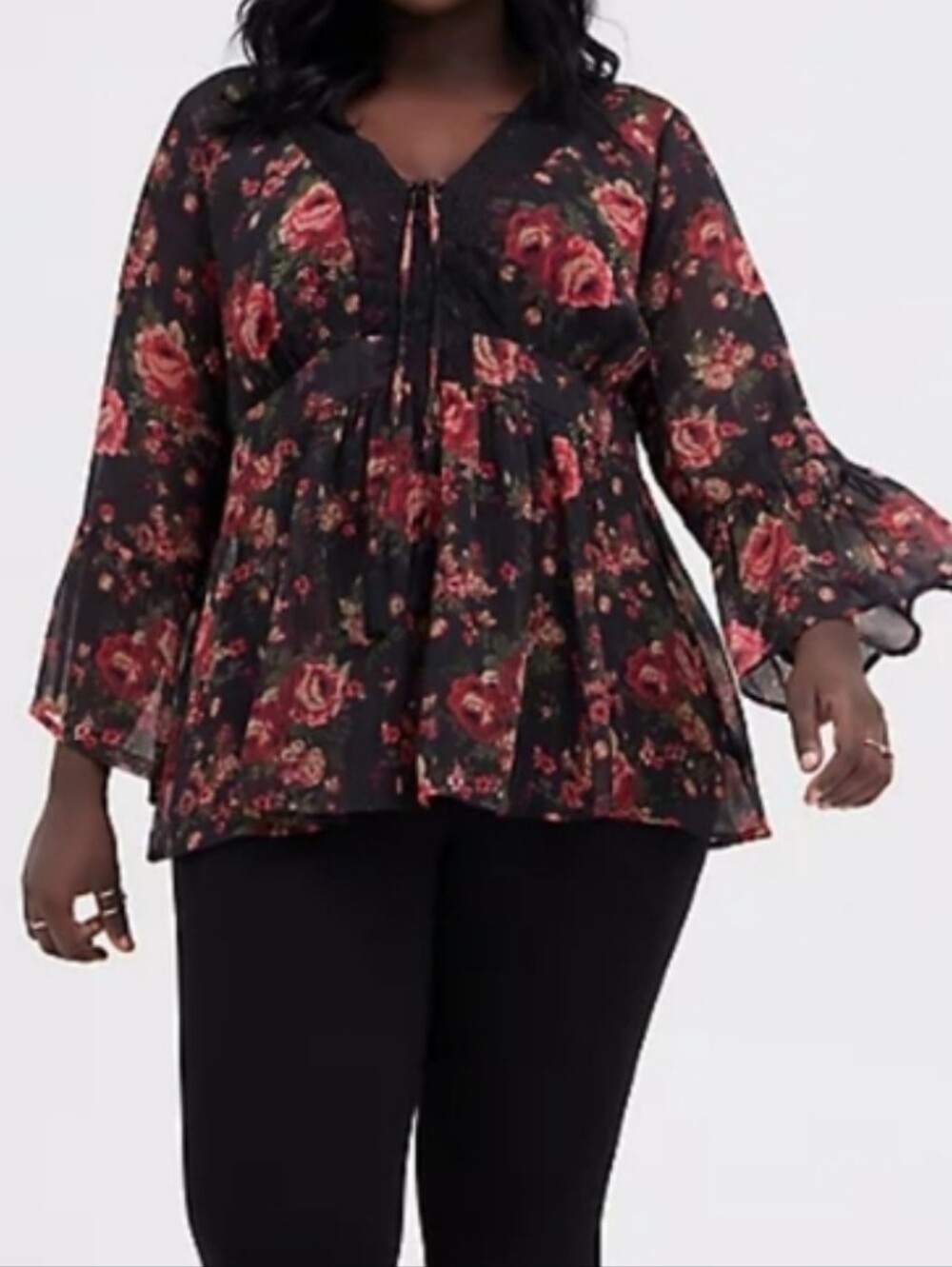 Torrid Chiffon Babydoll black red moody semi sheer witchy plus size top 4x NWT